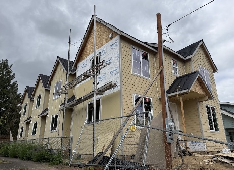 One of Arthur's townhome projects mid-framing